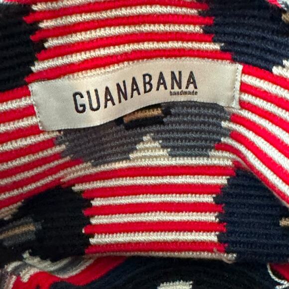 Guanabana Handmade Woven Crossbody Bucket Bag Red Geometric Tassel Boho Chic Art - Picture 4 of 8